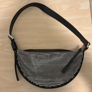 AllSaints Half Moon Pin Studded Shoulder Bag